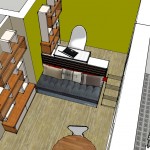 3D proposition d'agencement studio estrade et bureau